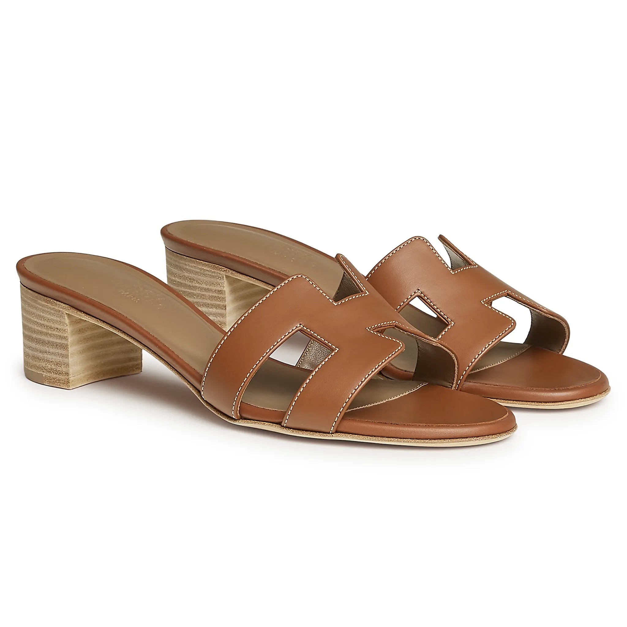 Front Side View of Hermès Paris Oasis Gold Sandal H071002Z 03375